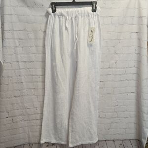 Just Living The Life White Cotton Pants Size S NWT